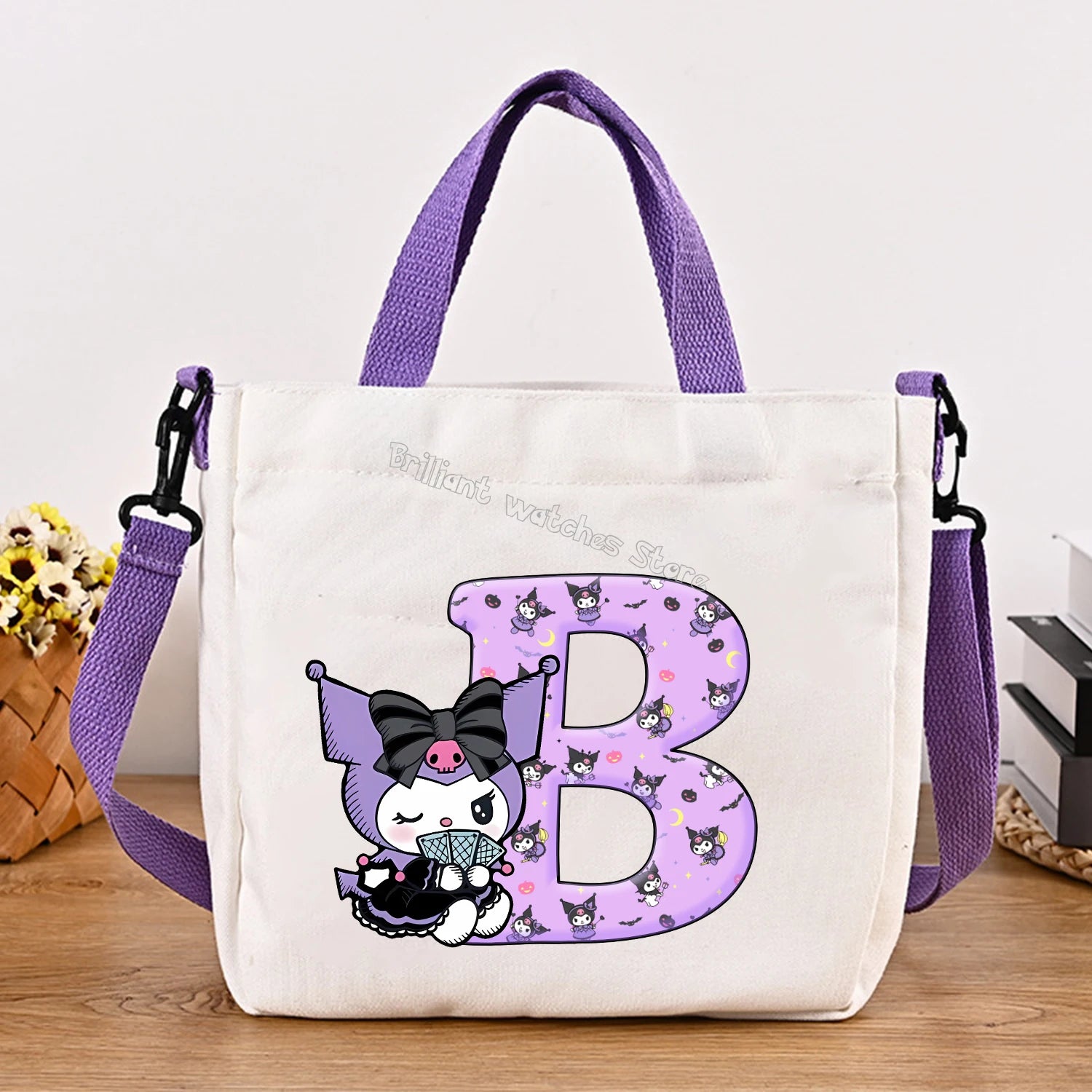 Kuromi Woman Shoulder Bag Cute Cartoon Handbag New Girls Large Capacity Crossbody Bag Fashion Portable Canvas Storage Bags Gift