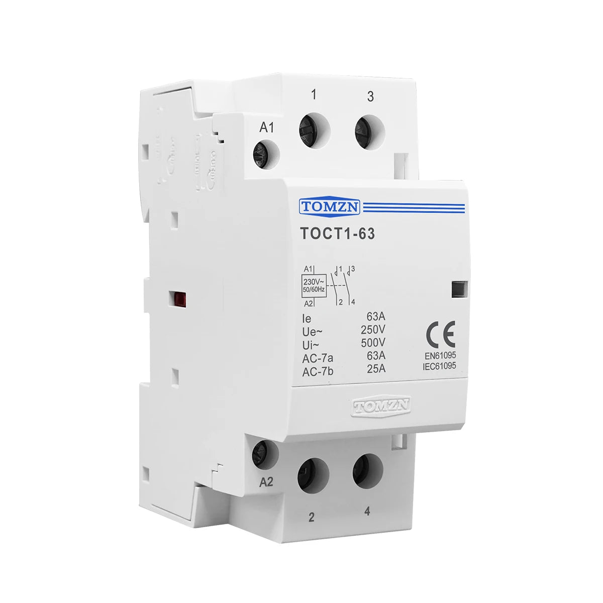 TOCT1 2P 63A 220V/230V 50/60Hz Din Rail Household AC Modular Contactor 2NO or 2NC or 1NO 1NC