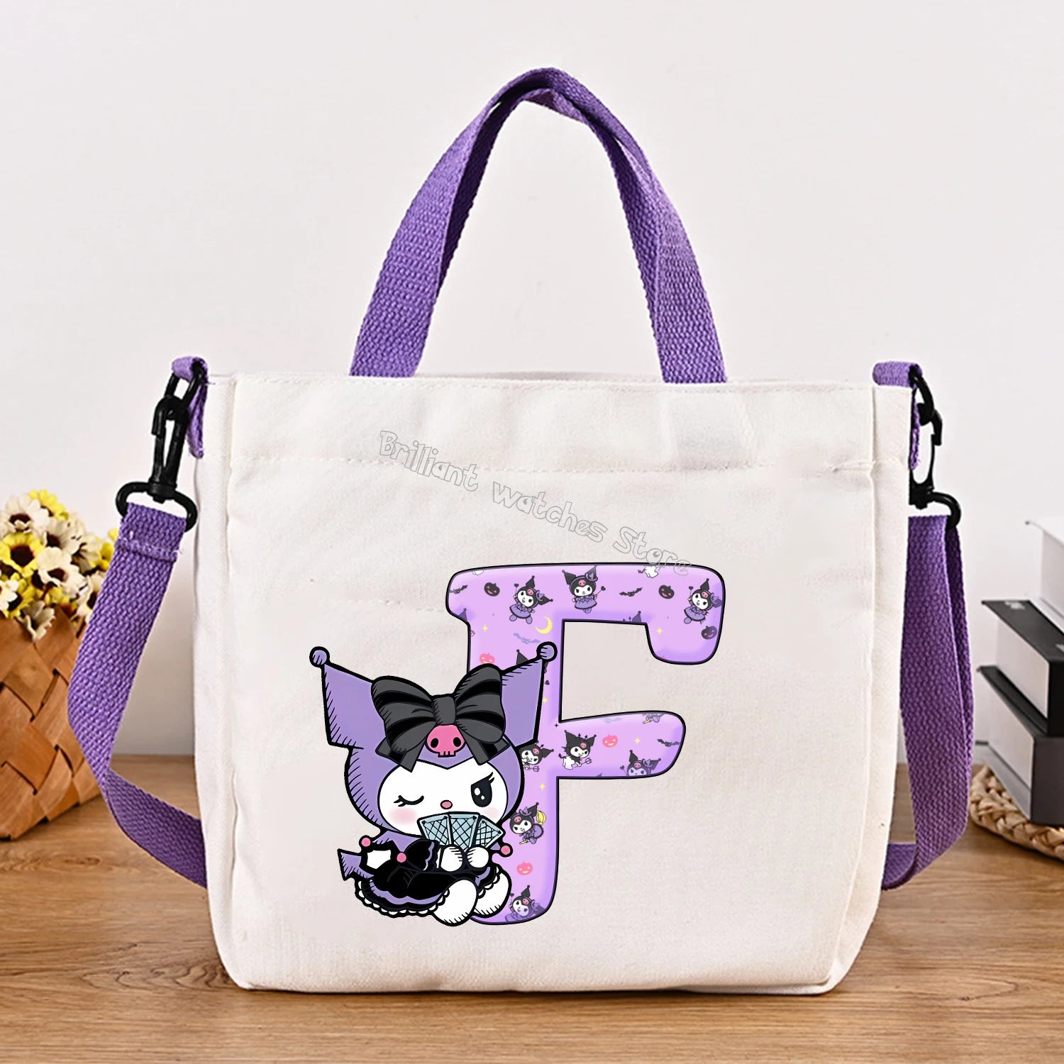 Kuromi Woman Shoulder Bag Cute Cartoon Handbag New Girls Large Capacity Crossbody Bag Fashion Portable Canvas Storage Bags Gift