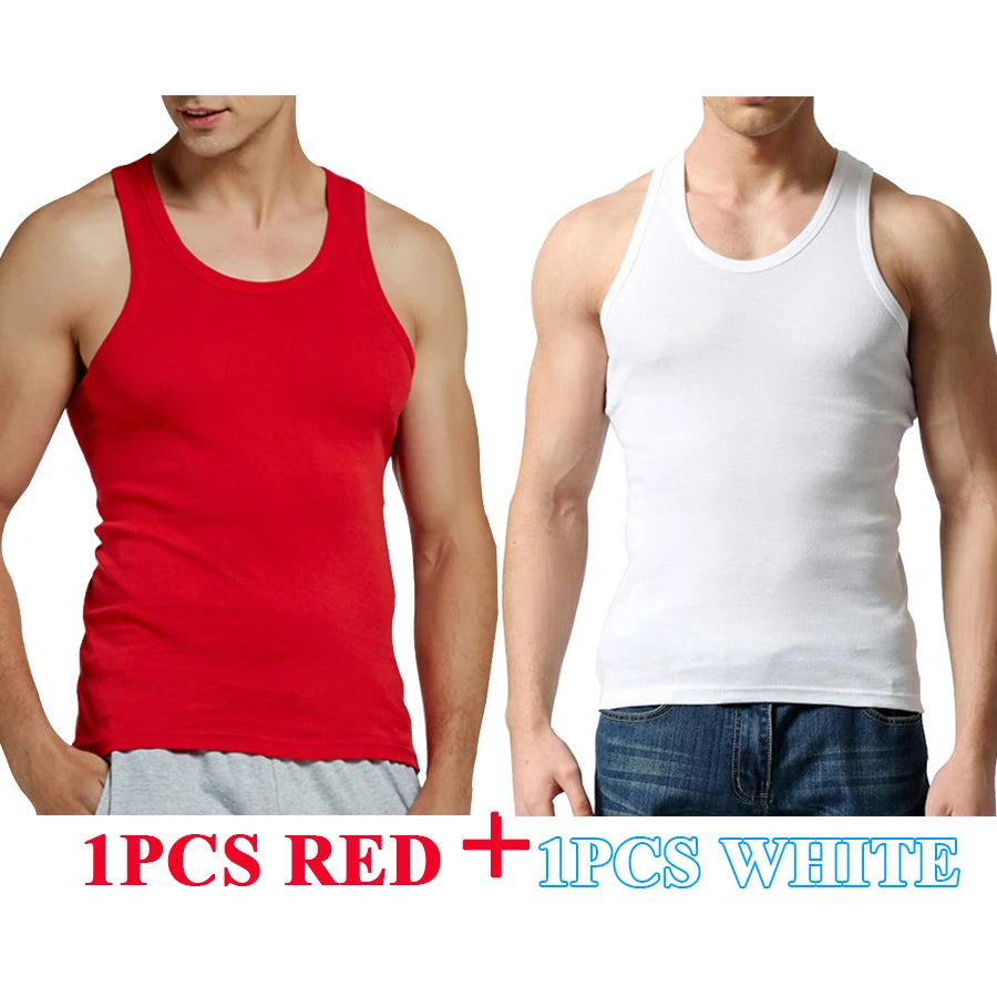 Tank Tops Men 100% Cotton Solid Vest Male Breathable Sleeveless Tops Slim Casual Gym Running Comfortable Undershirt Mens Gift