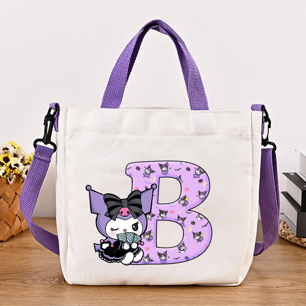 Kuromi Woman Shoulder Bag Cute Cartoon Handbag New Girls Large Capacity Crossbody Bag Fashion Portable Canvas Storage Bags Gift