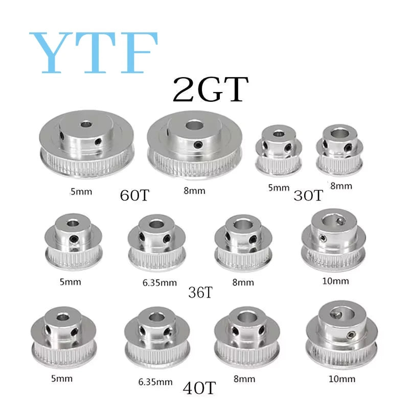 GT2 Timing Pulleys 30 36 40 60 Tooth 2GT Wheel Parts Bore 5mm 8mm Aluminium Gear Teeth Width 6mm 3D Printers Part