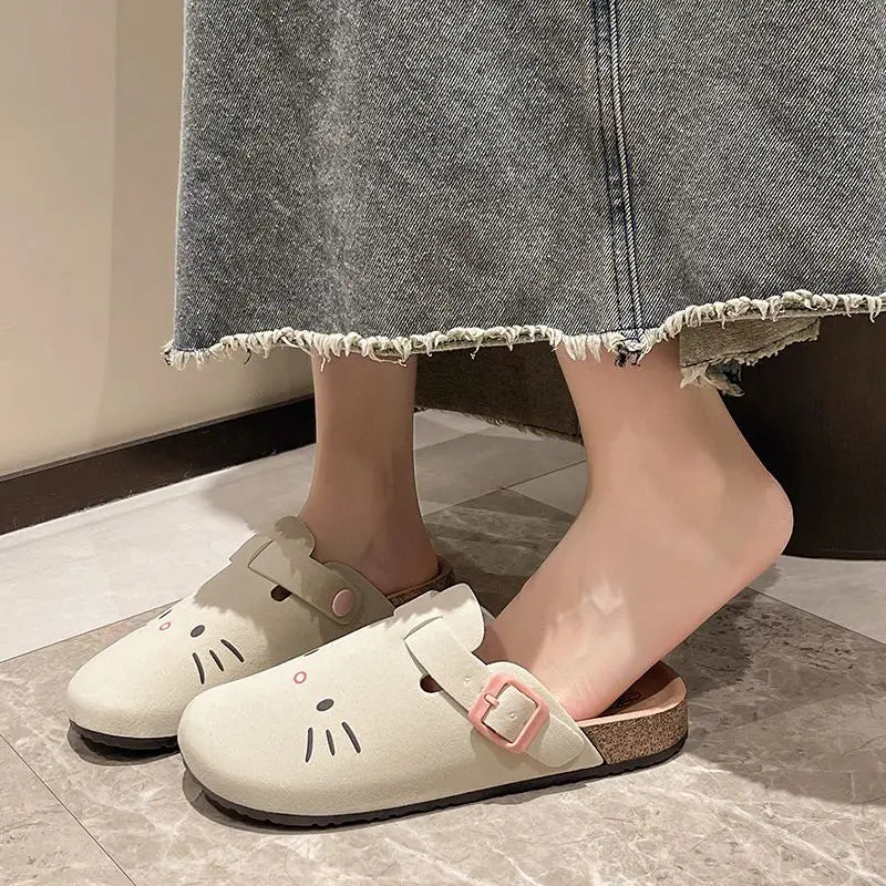 fashion Sanrio Hello Kitty Cat kawaii Anime Slippers Summer Female Thick Sole Flat Shoes Sweet Cartoon Outdoor Anti Slip Slipper