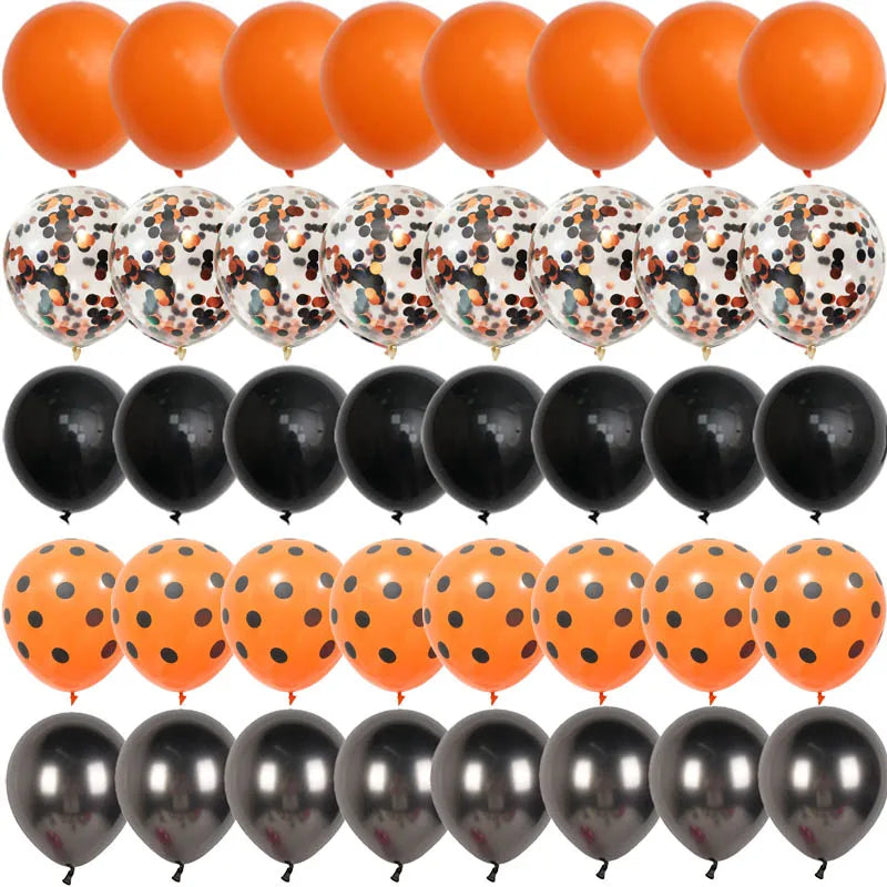 Halloween Decoration Black Orange Purple Balloon Bat Helium Ballon Confetti Metal Latex Globos Birthday Halloween Party Supplies