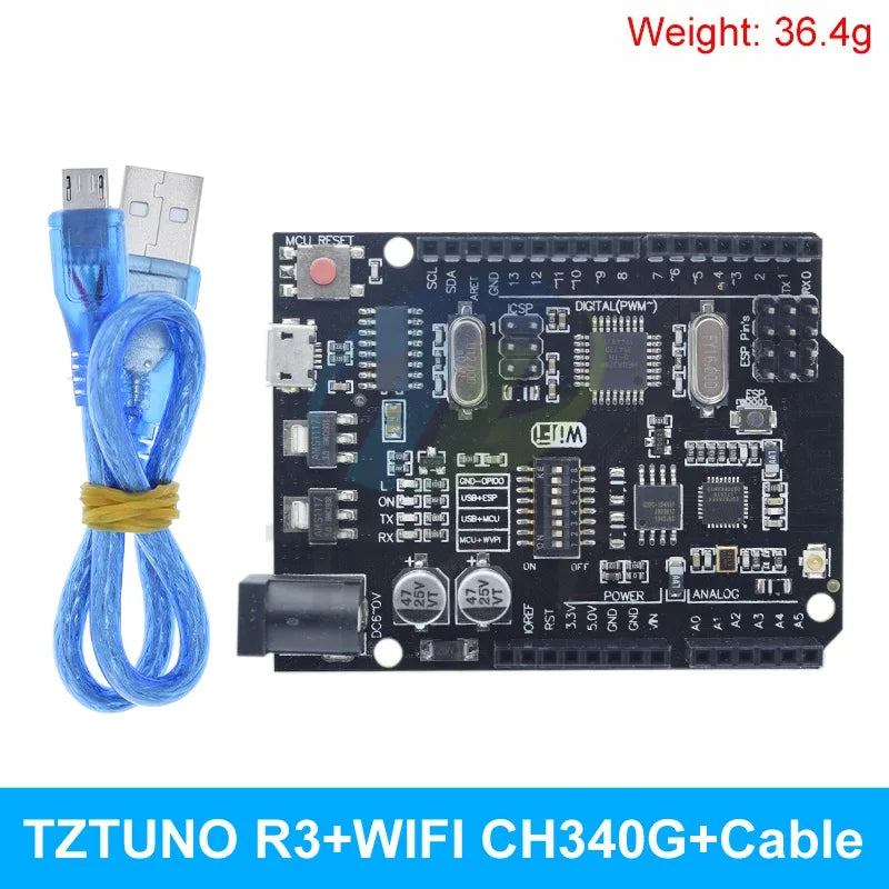 TZTUNO R3 Development Board ATMEGA328P CH340 / ATEGA16U2 Compatible For Arduino With Cable UNOR3 Proto Shield Expansion Board