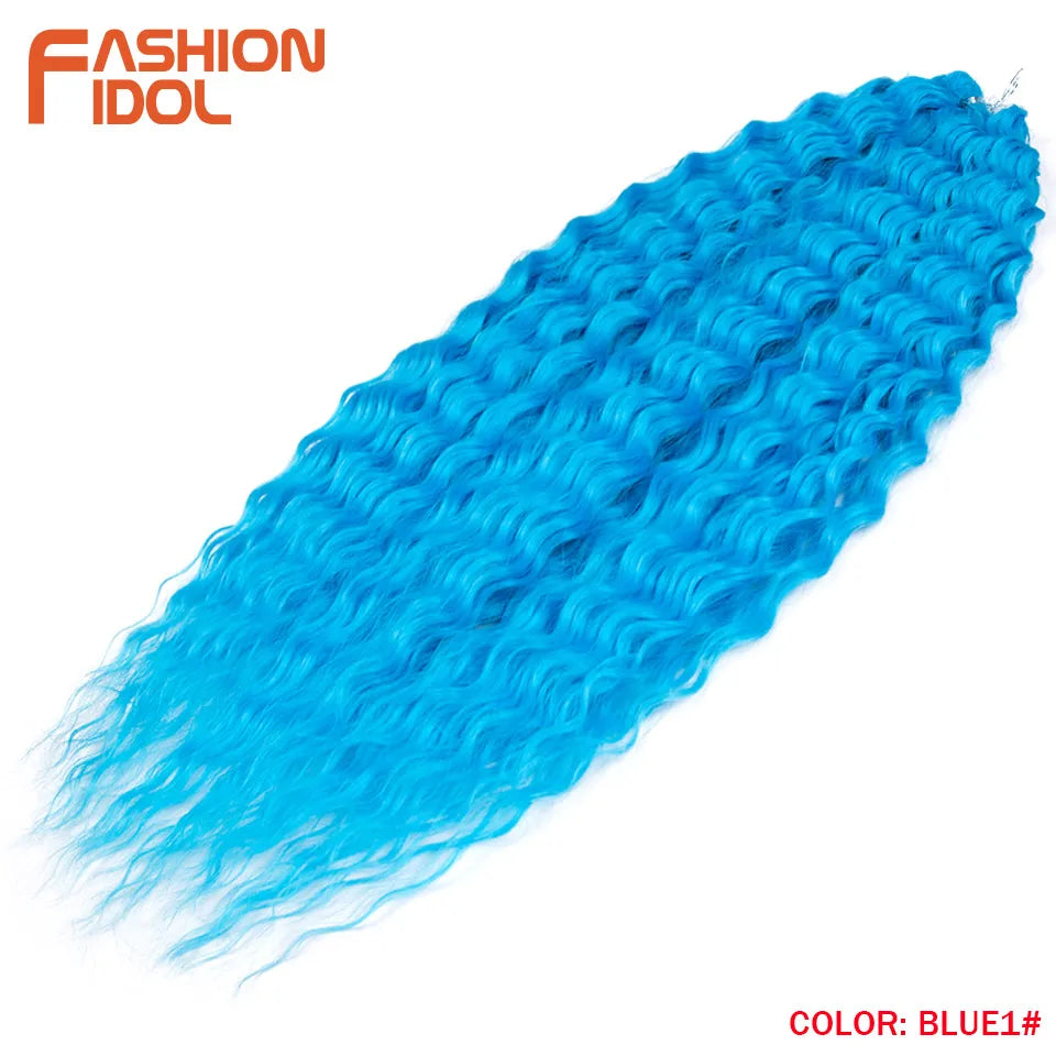 FASHION IDOL Ariel Twist Crochet Hair Synthetic 22 Inch 300g 3 Bundles Water Wave Hair Extensions Ombre Blonde Braid Curly Hair
