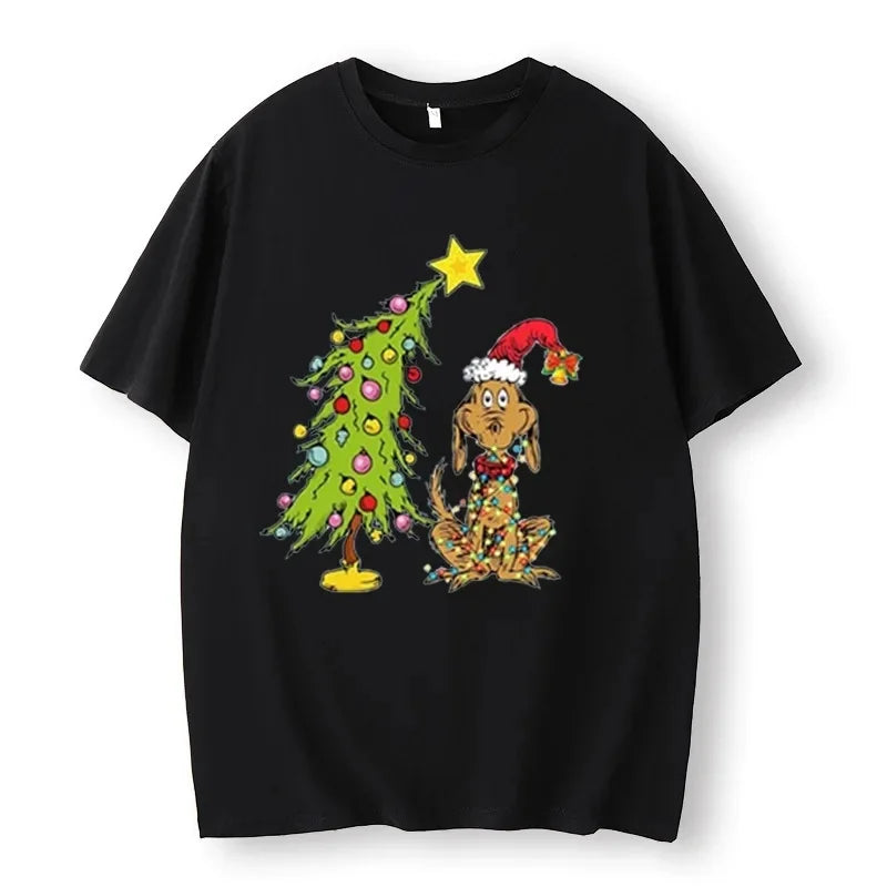 Funny Christmas Shirt for Family Christmas Party Hip Hop Streetwear Breathable Casual Crew Neck Tshir