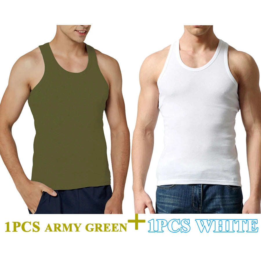 Tank Tops Men 100% Cotton Solid Vest Male Breathable Sleeveless Tops Slim Casual Gym Running Comfortable Undershirt Mens Gift