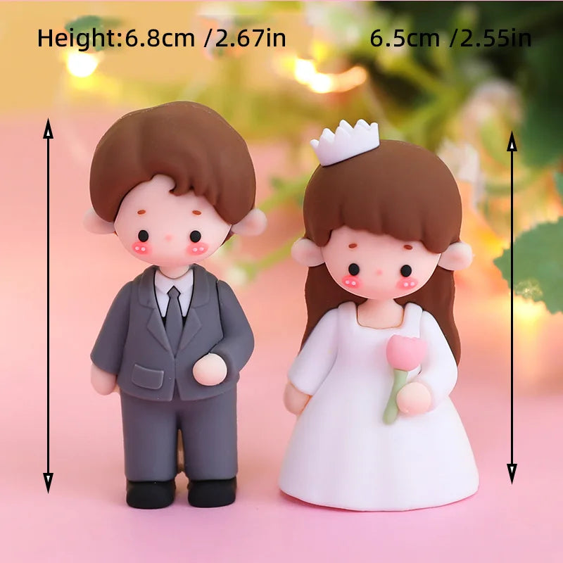 Valentine's Day Casual Wear Boys Girls Cake Decoration Cartoon Personality Couple Confession Doll for Birthday Cake Toppers