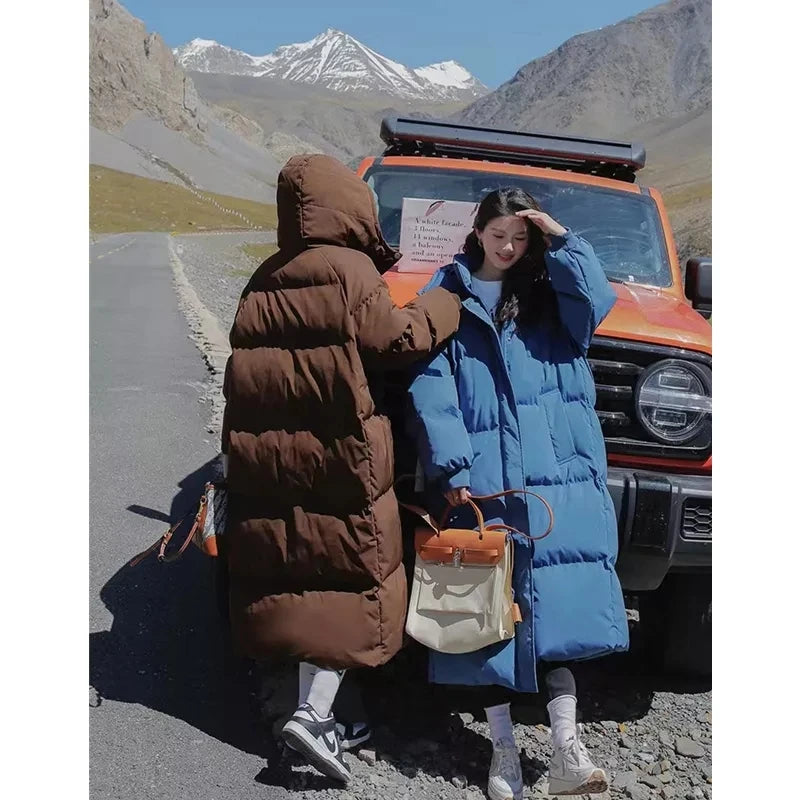 Winter Jacket 2025 New Long Coat Down Cotton Jackets Korean Loose Korean Fashion Bubble Coat Buggy Hooded Parkas Female Outwear