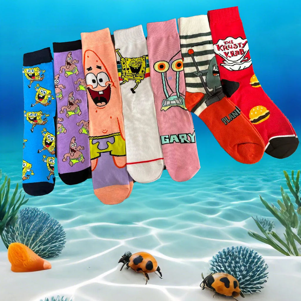1/7 Pairs of Cartoon Anime Series Cute Tall Socks Knitted Unisex