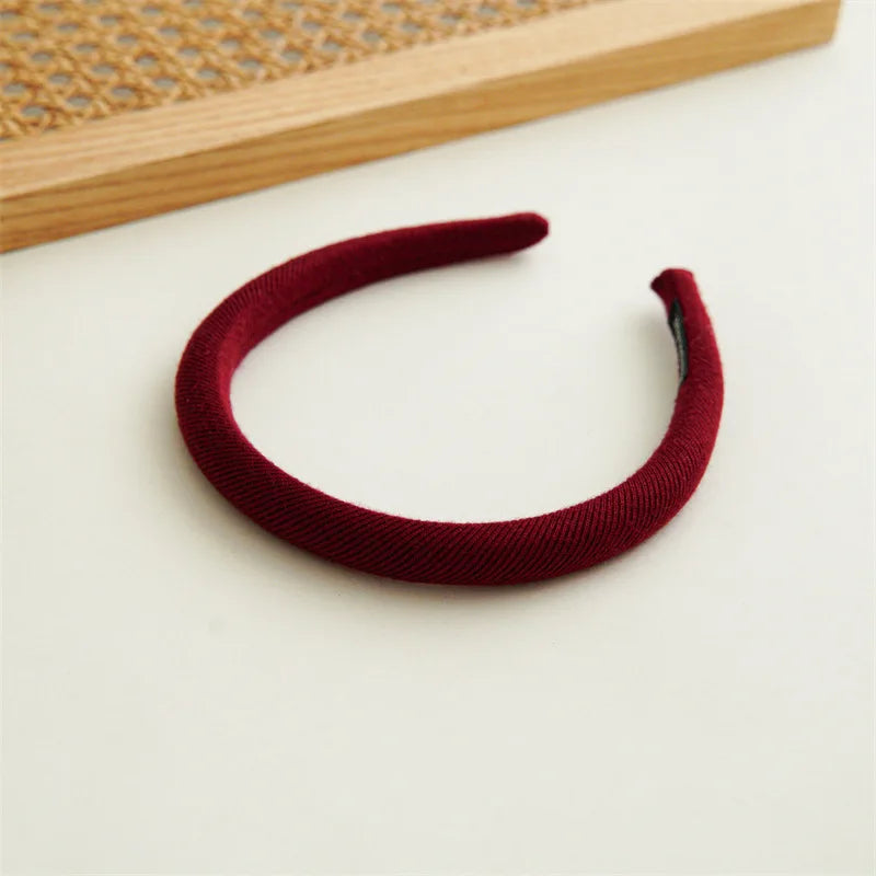 Winter milk white narrow edge hairband for Women Simple ,fresh solid-color fabric Versatile high-crown headband hair accessory