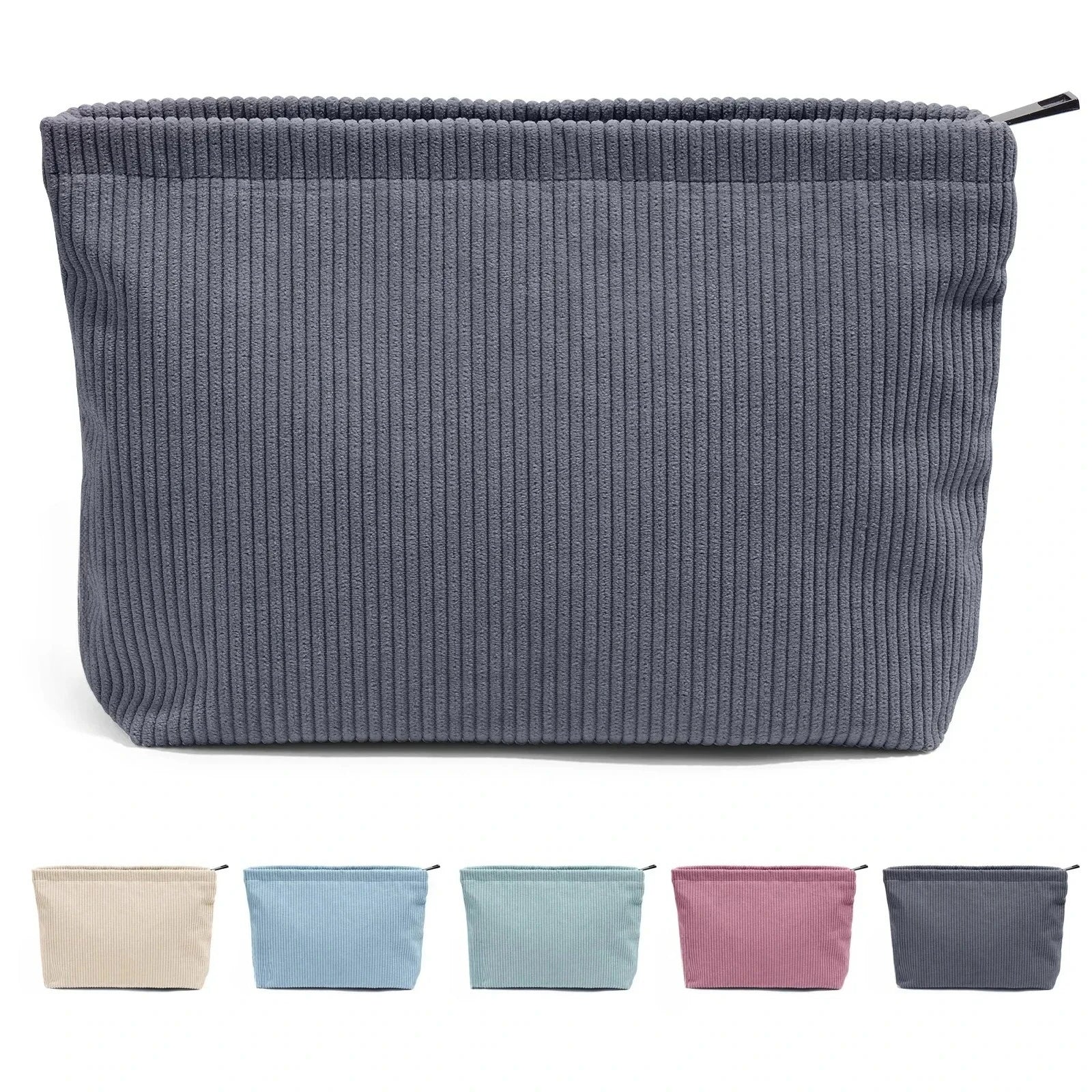 Corduroy Travel Cosmetic Bag Portable Makeup Storage Bag Purses Women Large Capacity Zipper Make Up Organizer Storage Clutch