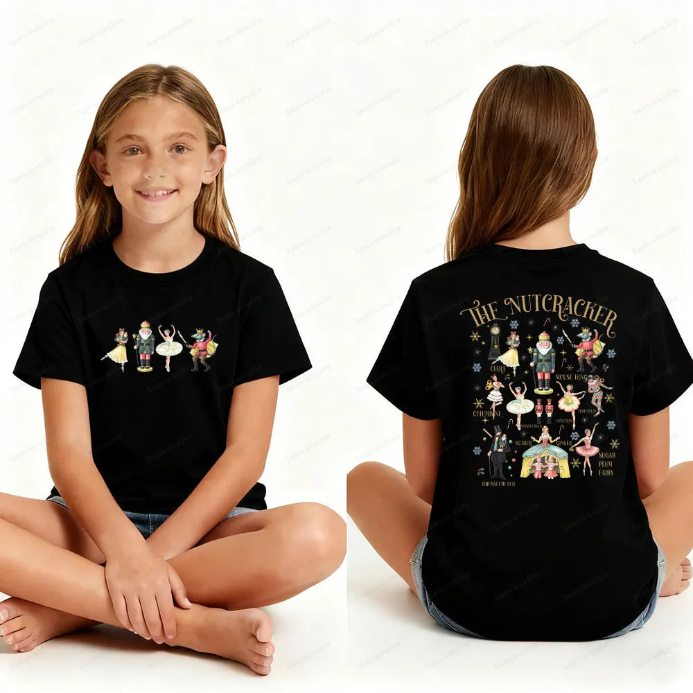 The Nutcracker Ballet Christmas Children's Gift T-shirt Tops Christmas Sugar Plum Fairy Cute Kids Tee Xmas Print Tshirt Clothes