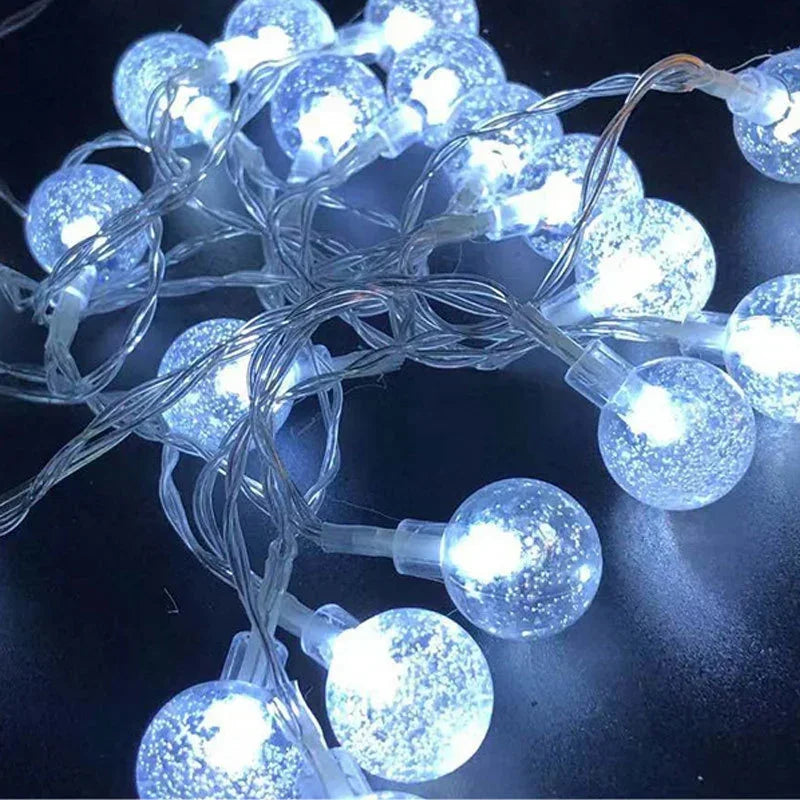 LED Bubble Ball String Lights Golden Glow Battery Operated Indoor Fairy Lights for Wedding Holidays New Year 2026 Decorations