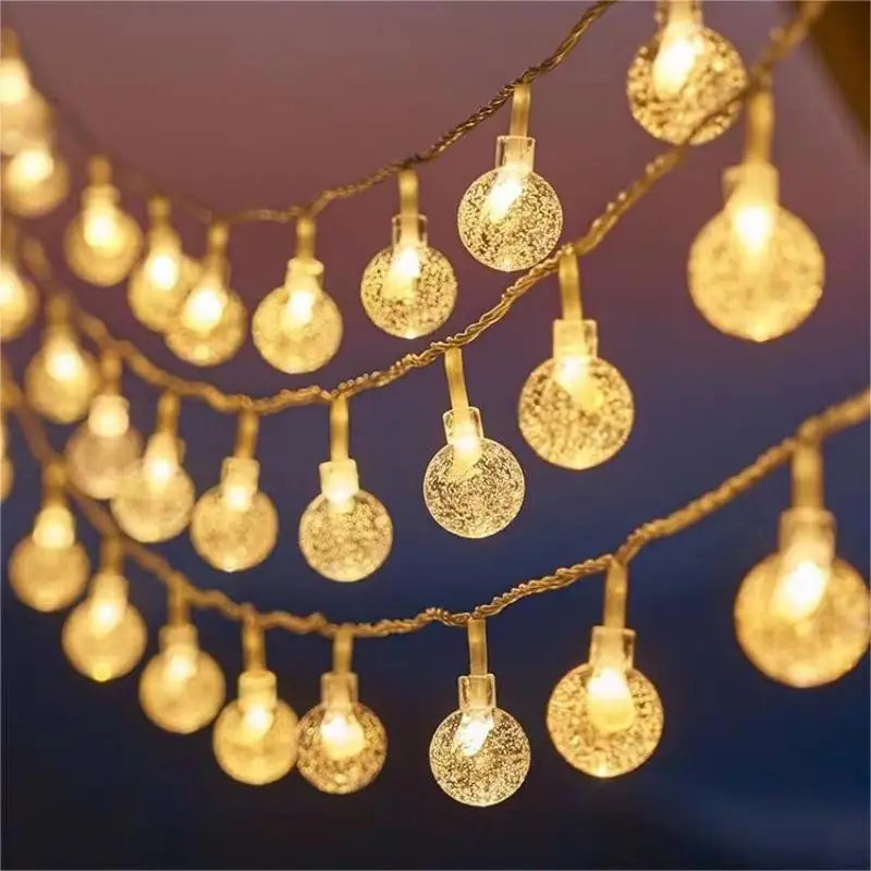 1.5M Pentagram Snowflake LED String Light Garland Merry Christmas Party Home Warm Atmosphere Decorations Happy New Year 2024