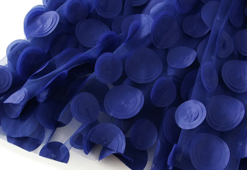 Autumn Winter 3D Circular Applique Mesh Long Skirts 2024 Korean Fashion Hepburn Style High Waist A-LINE Skirt