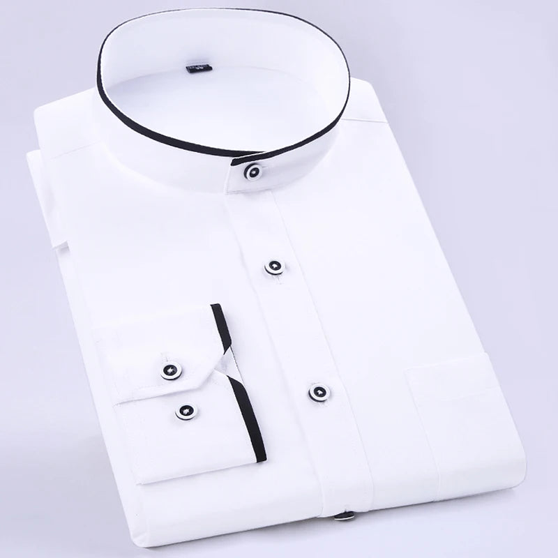 Men's Classic Long Sleeve Standard-fit Dress Shirts Formal Business Social Simple Basic Design White Work Office Casual Shirt