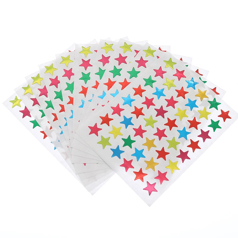 10 Sheets/Pack Gold-Plated Award Glitter Stickers Mother Teacher Praise Label Award Five-Pointed Star Love Sticker