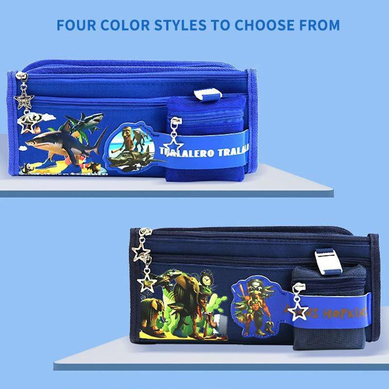 Italian Brainrot Large Capacity Pencil Case Tungtungtung Sahur Stationery Bag Back to School Pen Bag Zipper Boys Pencil Pouch