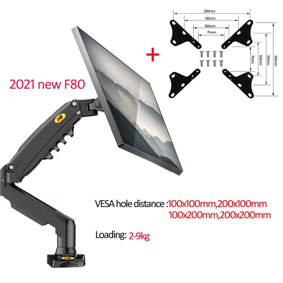 NEW NB F80 17-30" desktop LED LCD Monitor Holder Arm Gas Spring Full Motion 2-9kg dual arm usb3 cable(option)