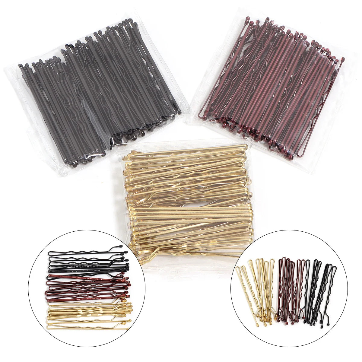 50 Pcs 4 Colors 5cm Hair Clip Lady Hairpins Curly Wavy Grips Hairstyle Hairpins Women Bobby Pins Styling Hair Accessories