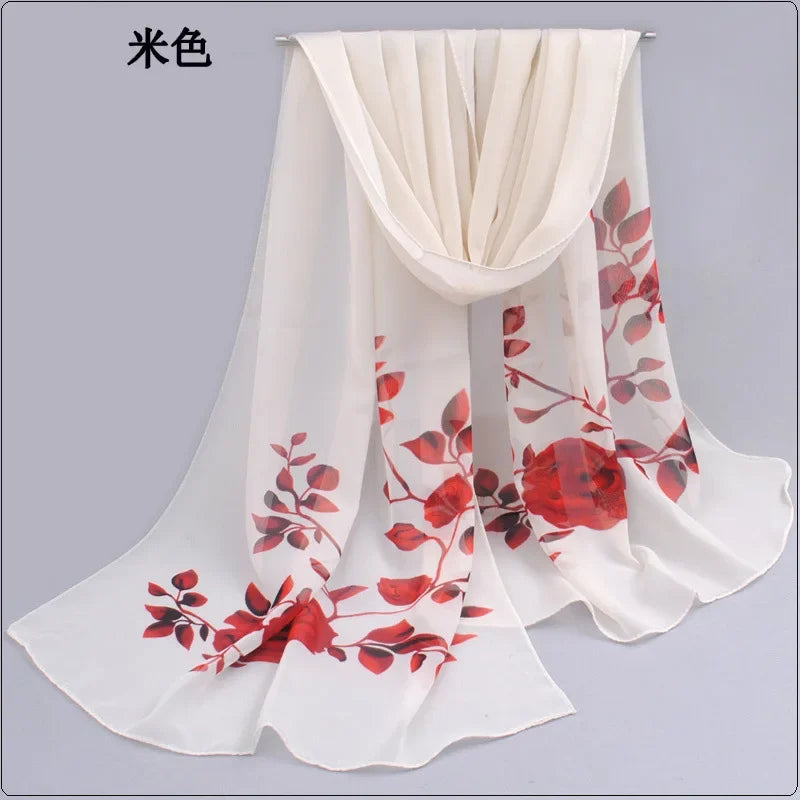2024 Spring and Summer Women Scarf New Pashmina Shawl Printed Cape Silk Chiffon Polyester Tippet Muffler 60*160cm