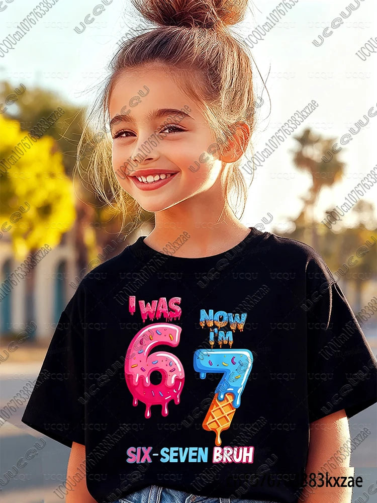 67 Meme Funny Christmas Tshirt for Kid Casual Cotton Short Sleeve Boys Girls Comfortable Top Street Fashion Parent Child Clothes