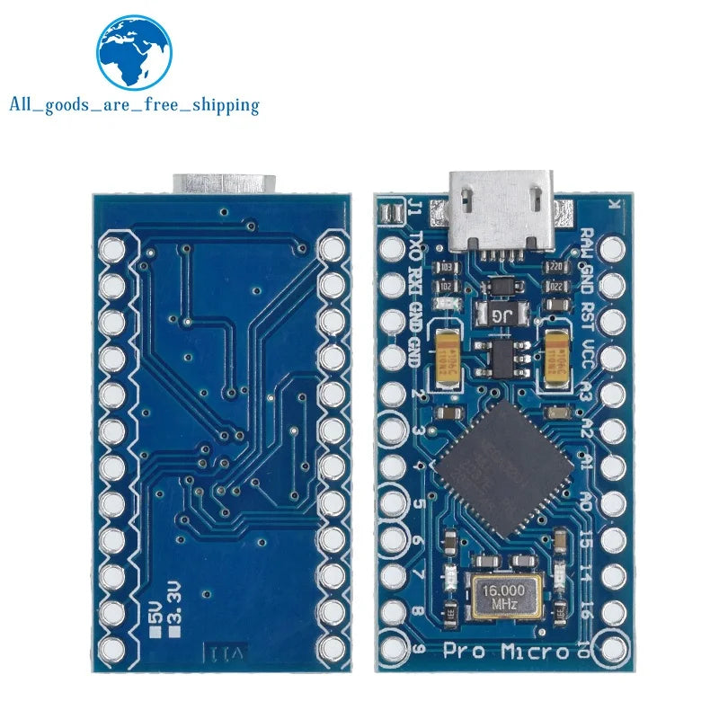 TZT Pro Micro ATmega32U4 5V 16MHz Original Chip Replace ATmega328 For Arduino Pro Mini With 2 Row Pin Header For Leonardo UNOR3