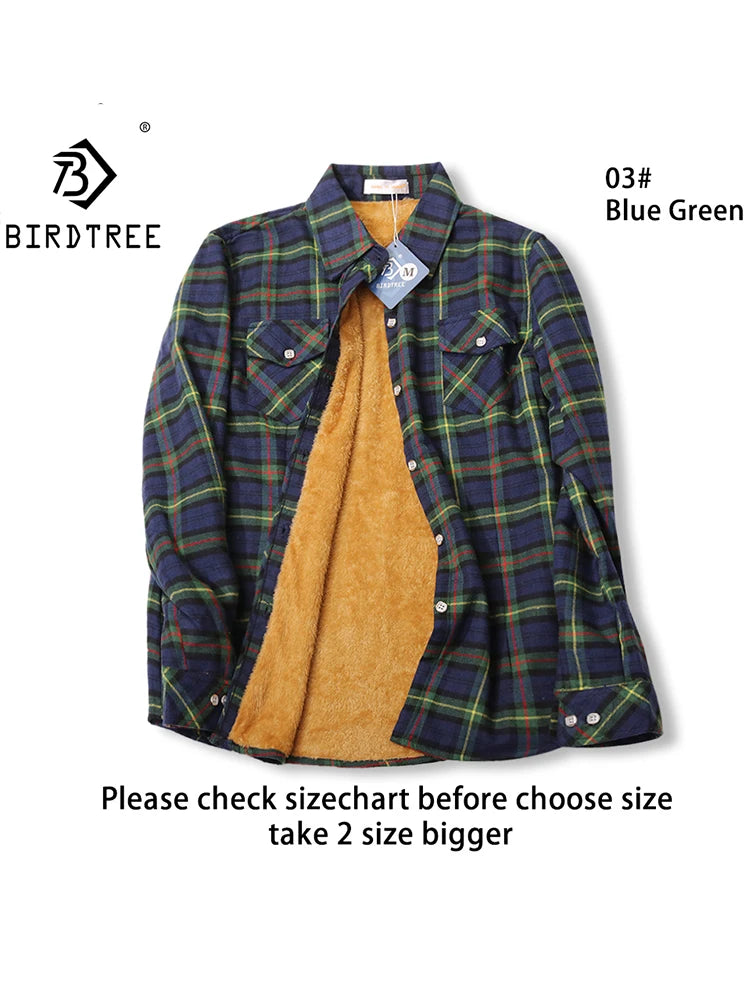 Velvet Thick Warm Women's Plaid Shirt Female Long Sleeve Tops M-5XL Winter Fleece Casual Check Blouse Autumn Clothes T77710A