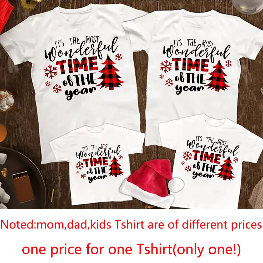 Christmas Family Matching Outfit T-shirt Xmas Party Gift It's The Most Wonderful Time of The Year Print Cute T Shirt Family Look