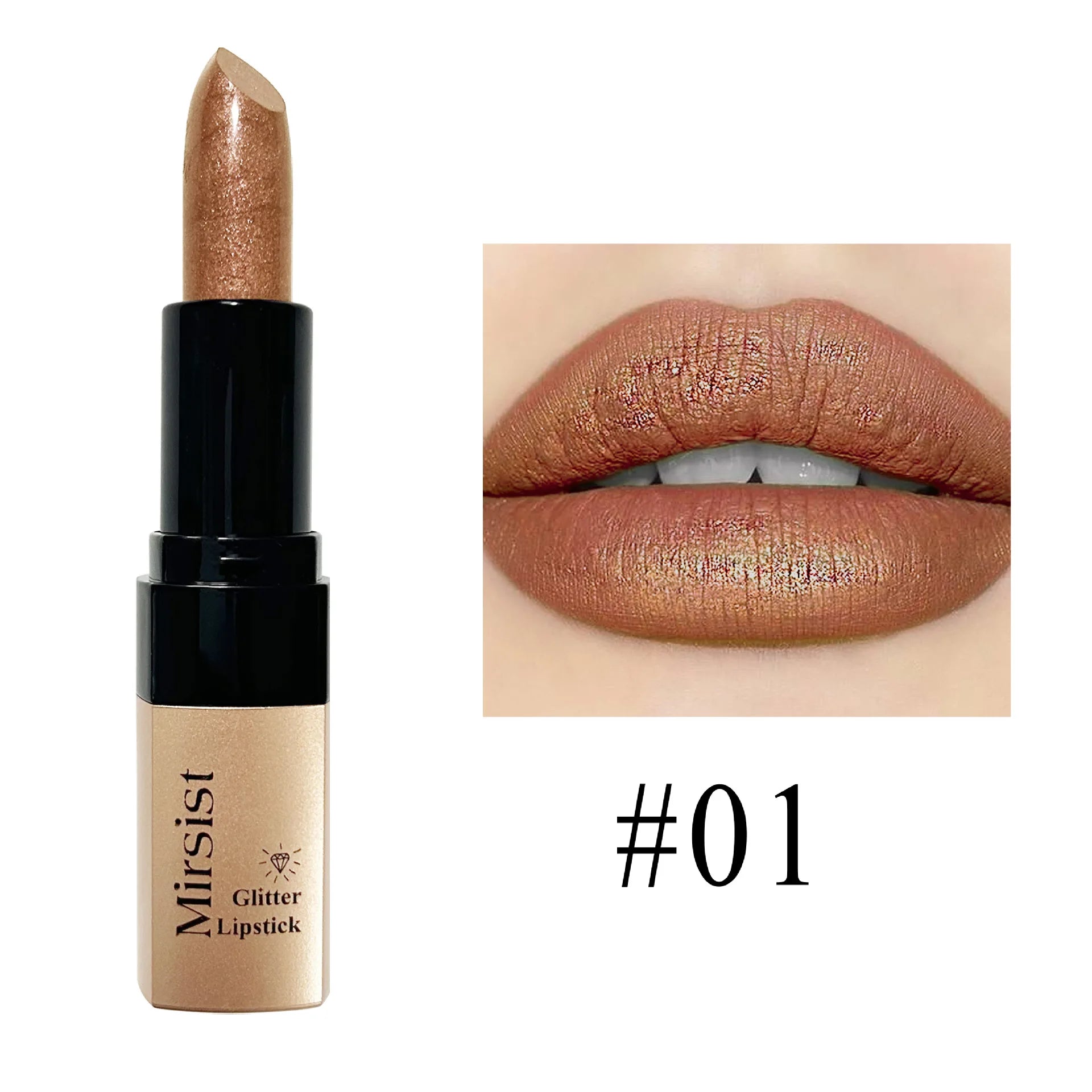 Diamond Lip Gloss Pearlescent Glitter Metallic Shine 6 Color Plump Lipstick Waterproof Long Lasting Lip Makeup