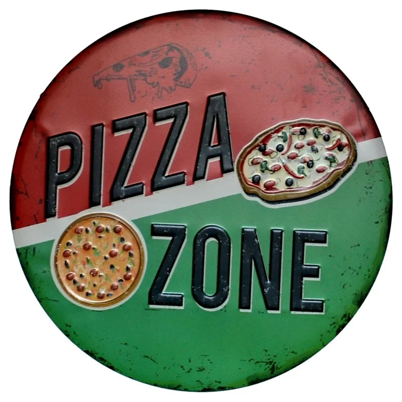 BBQ Zone Retro Plaque Metal Tin Signs Cafe Bar Pub Signboard Wall Decor Vintage Nostalgia Round Plates Christmas Gift 30CM R006