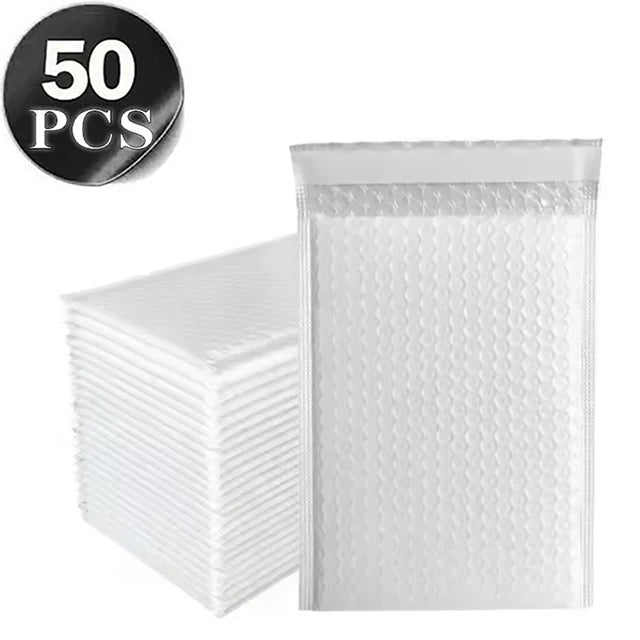50 Pieces of Self Seal White Bubble Mailing Envelopes with Bubble Padding Designed for Shipping and Packaging Protecting