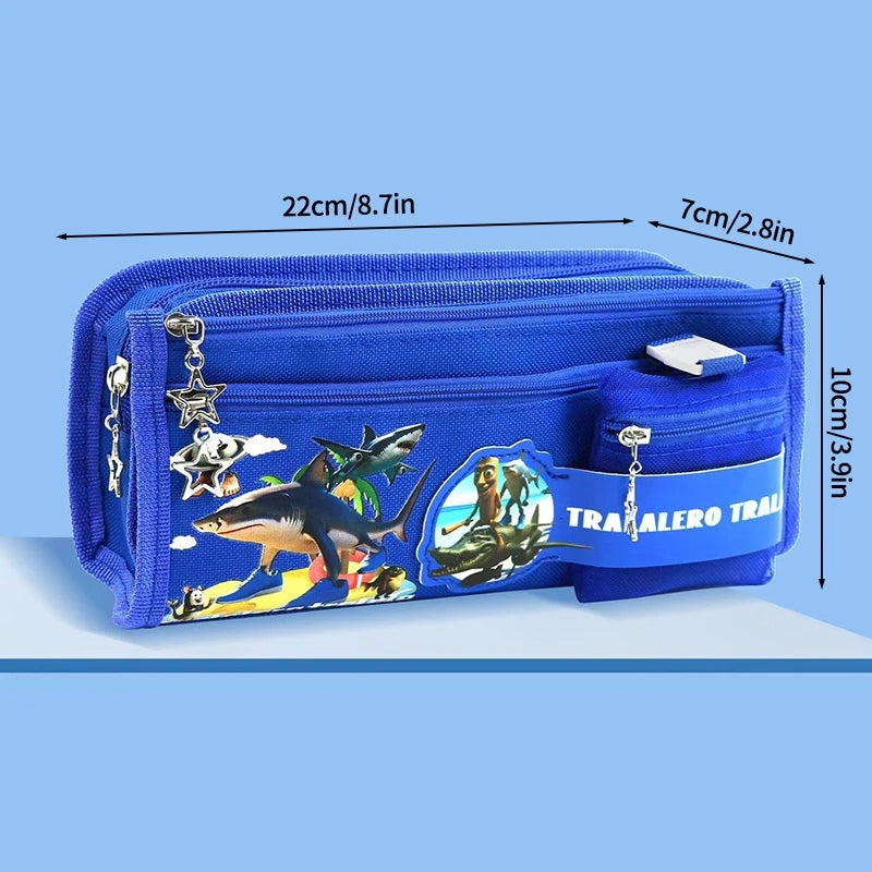 Italian Brainrot Large Capacity Pencil Case Tungtungtung Sahur Stationery Bag Back to School Pen Bag Zipper Boys Pencil Pouch