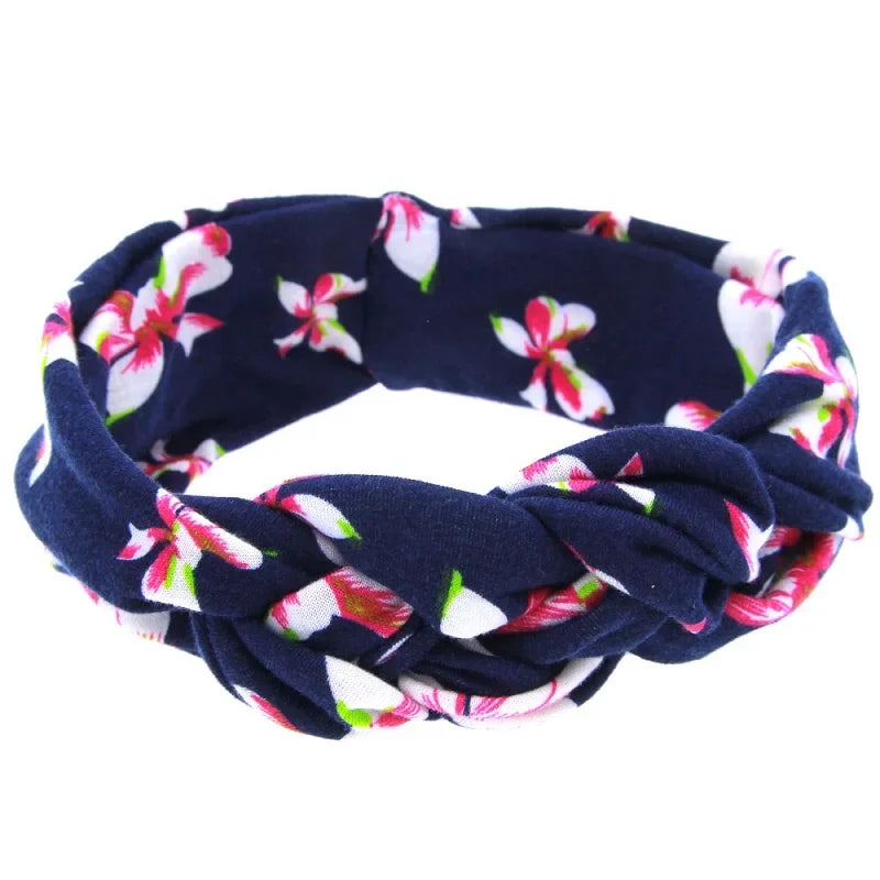 Fashion Baby Top Knot Headbands Kids Headwrap Cotton Flower Cross Elastic Girls Turban Tie Headwear Hair Band Accessories Gifts