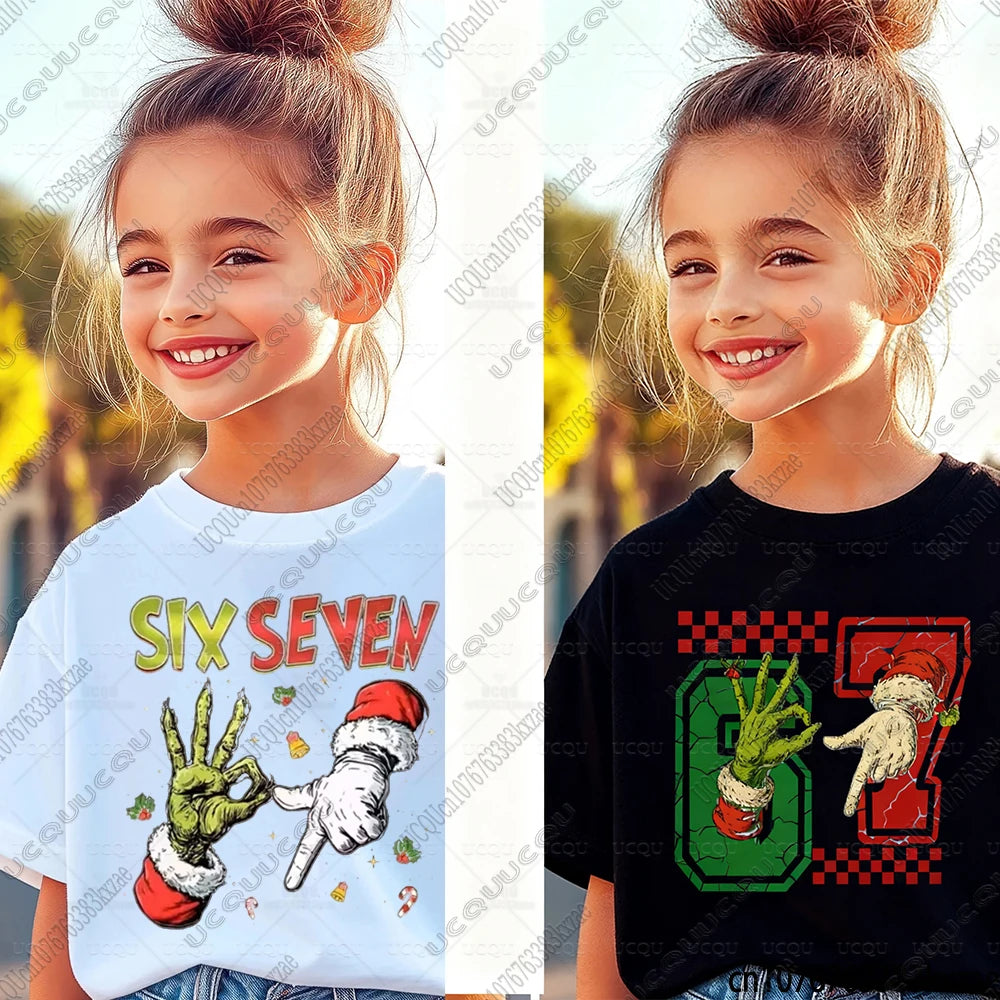 67 Meme Funny Christmas Tshirt for Kid Casual Cotton Short Sleeve Boys Girls Comfortable Top Street Fashion Parent Child Clothes
