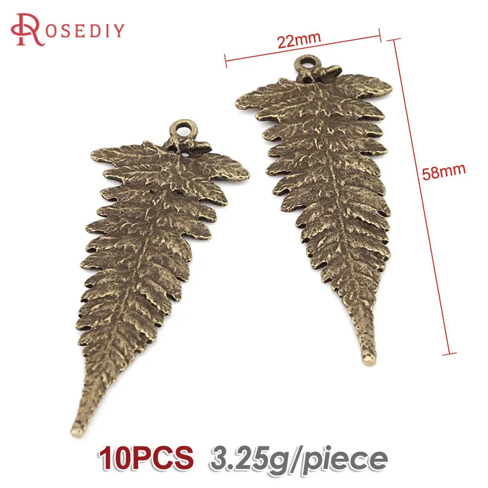 10PCS Antique Gold Color Zinc Alloy Leaves Charms Pendants Diy Jewelry Making Supplies Necklace Earrings Accessories for Women