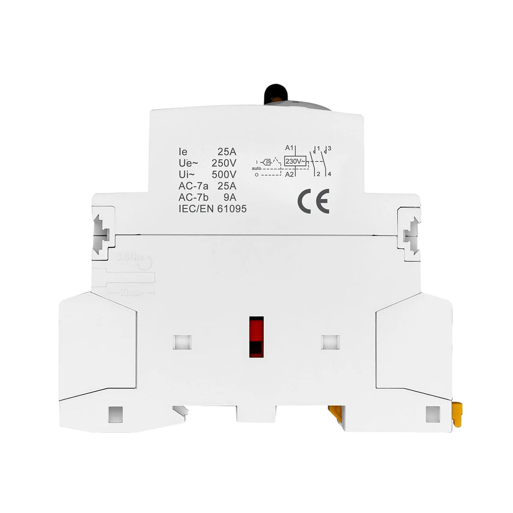 TOCT1 2P 25A 220V/230V 50/60Hz Din Rail Household AC Modular Contactor With Manual Control Switch 2NO or 1NO 1NC or 2NC