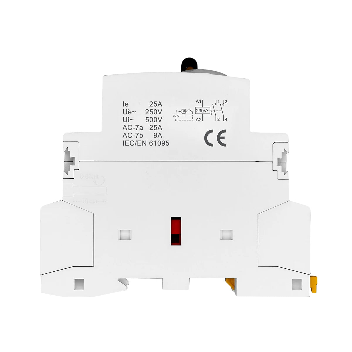 TOCT1 2P 25A 220V/230V 50/60Hz Din Rail Household AC Modular Contactor With Manual Control Switch 2NO or 1NO 1NC or 2NC
