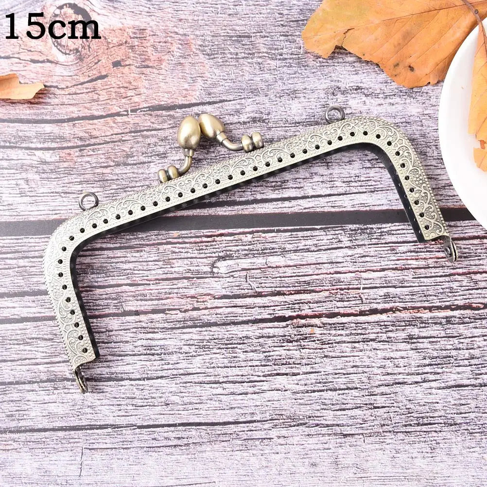 1PCS Bronze DIY Purse Handbag Handle Coins Bags Metal Kiss Clasp Lock Frame New Fashion Handle 8.5/10.5/12.5/15/16/18/20cm