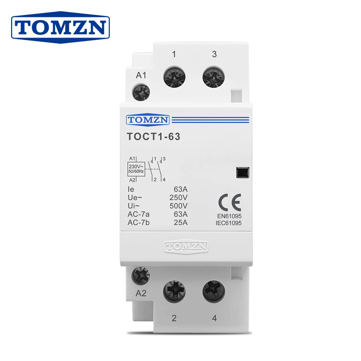 TOCT1 2P 63A 220V/230V 50/60Hz Din Rail Household AC Modular Contactor 2NO or 2NC or 1NO 1NC