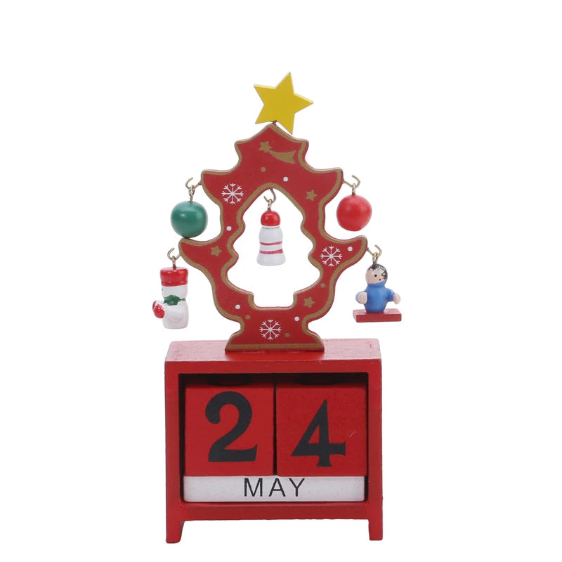 2024 New Year Countdown Calendar Elk Snowman DIY Wooden Ornaments Navidad Christmas Decoration Christmas Gift Kids Natal Noel