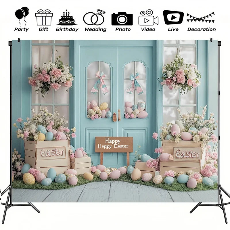 Easter themed polyester background flags for parties, photography studio indoor and outdoor festive decoration flags