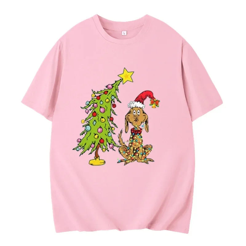 Funny Christmas Shirt for Family Christmas Party Hip Hop Streetwear Breathable Casual Crew Neck Tshir