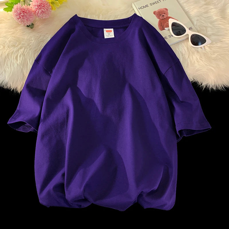 Oversized Summer Short Sleeve Men's T Shirt New Fashion Solid Loose O-Neck T Shirts Mens Cotton Hip Hop Streetwear Top Tees 5XL