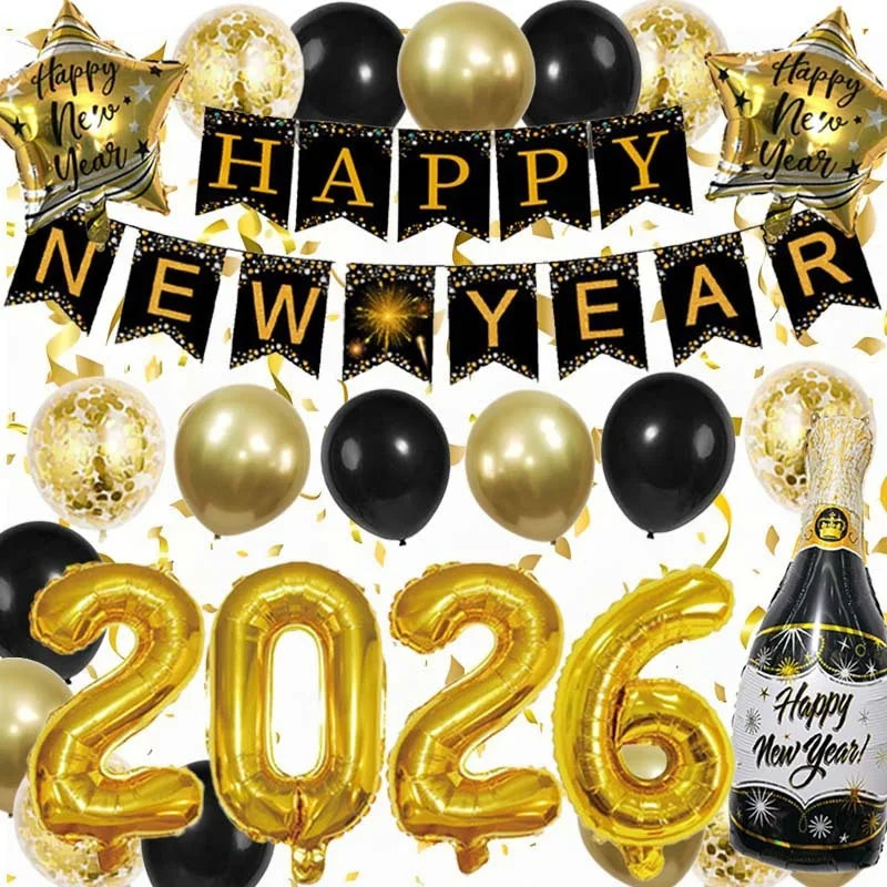2026 New Year Decorations Balloons Arch New Years Eve Party Supplies Happy New Year Banner Perfect for New Year Decor