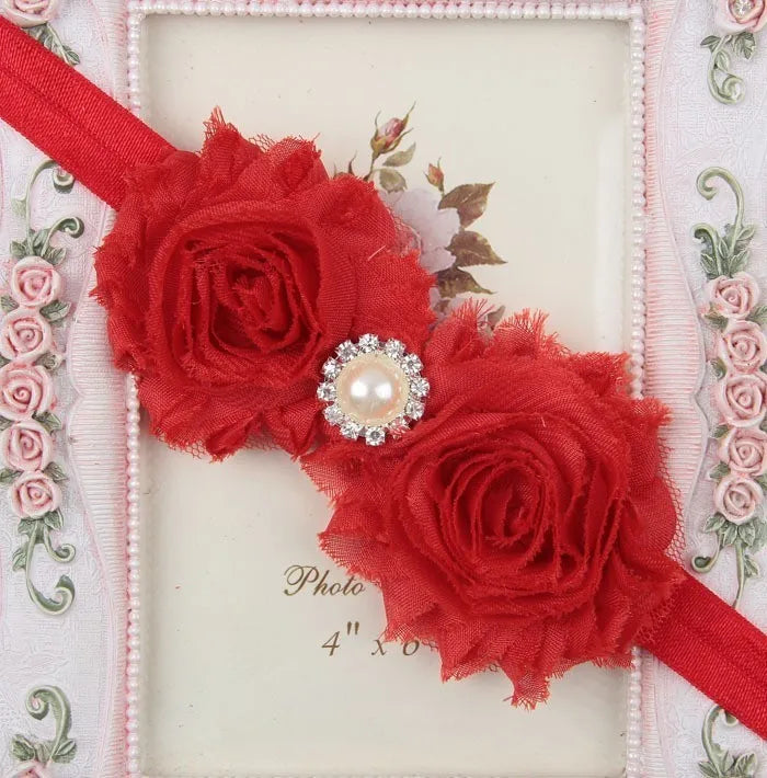 Baby Headband Girl Newborn Kids Children Flower Pearl Floral Rubber Bands Hair Accessory Christmas Gift Turban Bow Photography