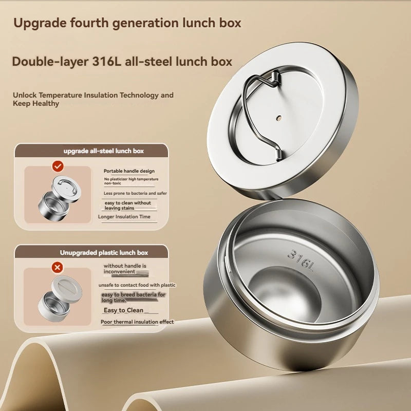 Stainless Steel Lunch Box, Large Capacity, Outdoor Portable Bento Box, Multi-Layer Thermal Food Storage Container, New Upgrade