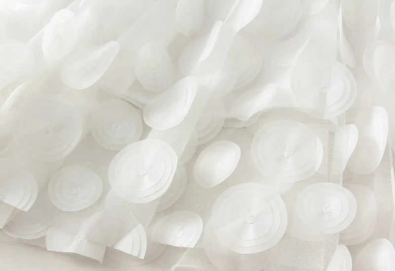 Autumn Winter 3D Circular Applique Mesh Long Skirts 2024 Korean Fashion Hepburn Style High Waist A-LINE Skirt